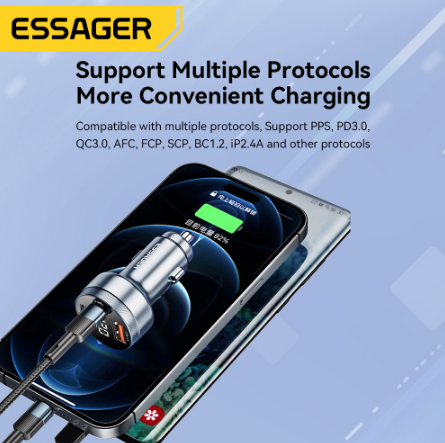 Essager 80W Car Charger USB Type C PD Fast Charging Phone Quick Charge