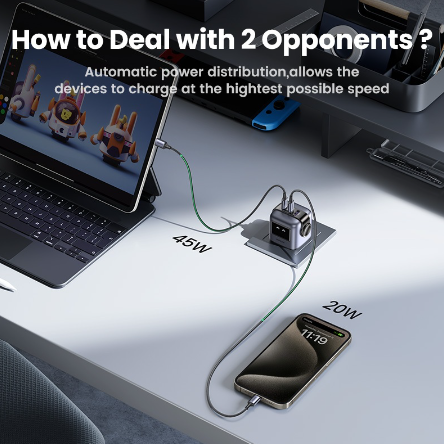 UGREEN UNO RobotGaN 65W USB C USB A Charger Mini Robot Nexode 3 Ports GaN